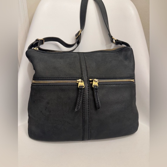 Vintage Fossil Erin Black Cowhide Leather Crossbody Bag - Picture 1 of 12